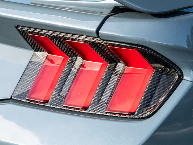 2024-UP FORD MUSTANG S650 | CARBON FIBER REAR TAIL LIGHT TRIM BEZEL COVERS PAIR